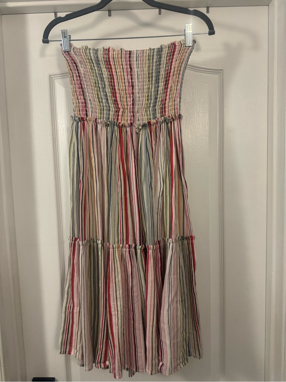 Elan Multicolor Striped Smocked Strapless Dress - Picture 6 of 8
